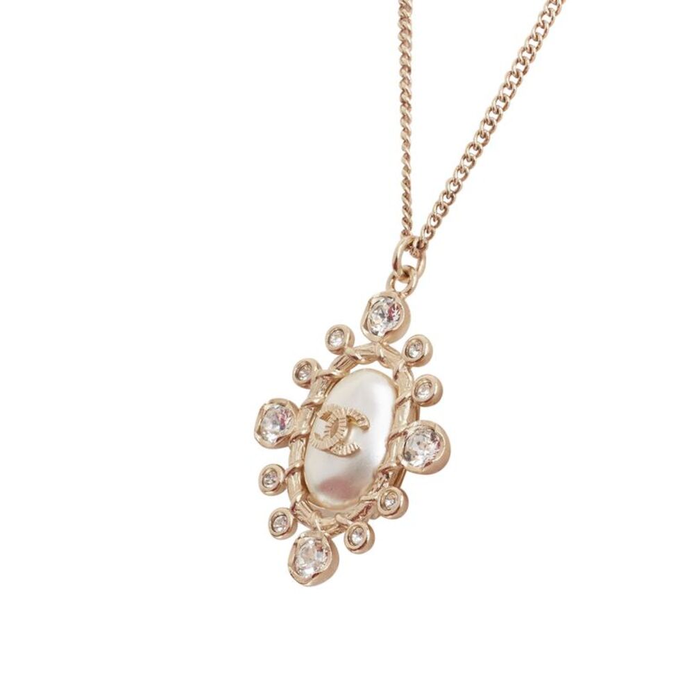 Chanel Crystal Pearl Gold Necklace